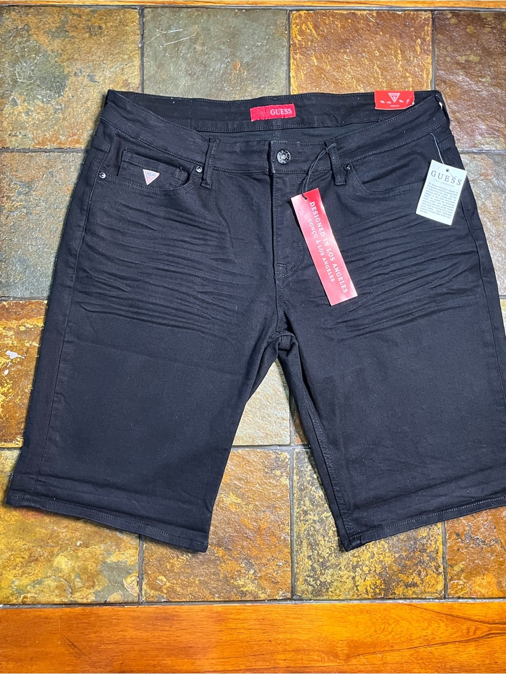 GUESS Men’s Black Stretch Denim Shorts-NWT Size 36